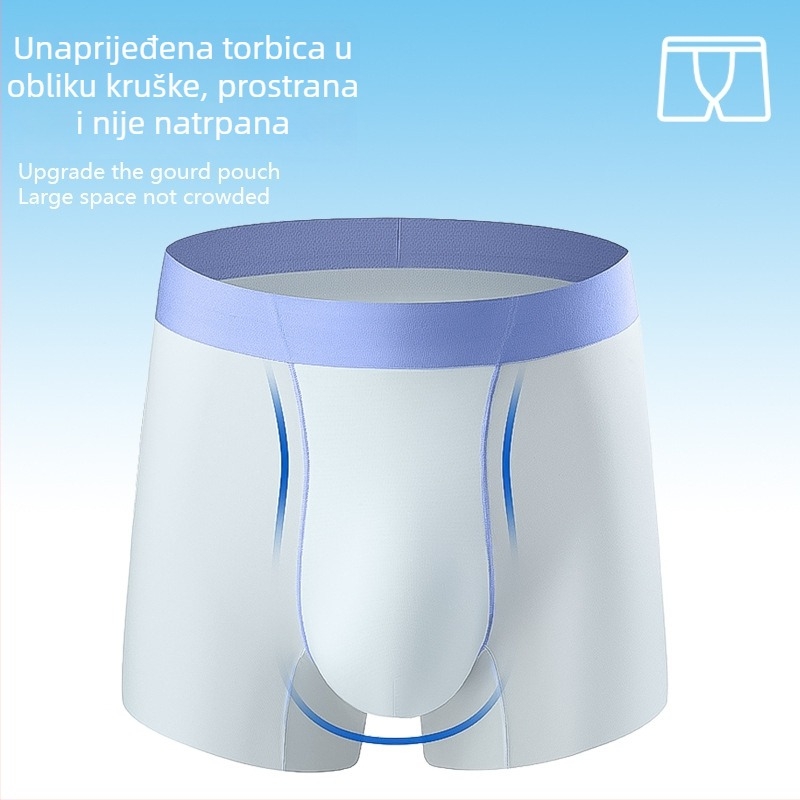 Muške gaćice Ice Silk, jednobojne, srednji pojas, antibakterijske, ultra tanke i prozračne