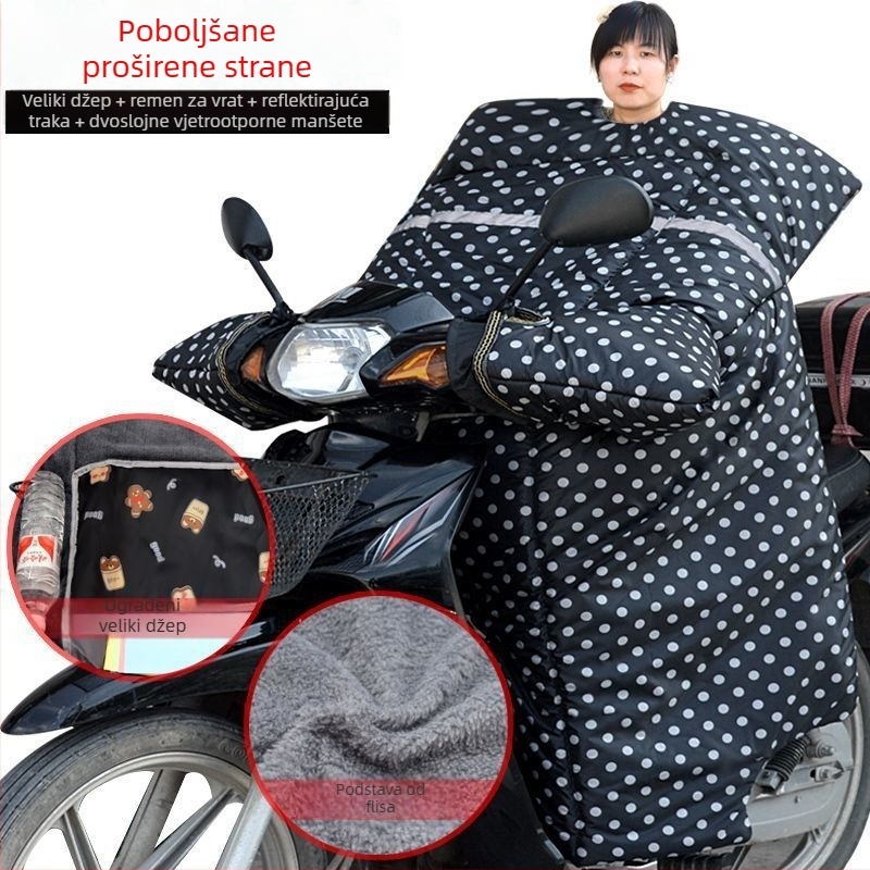 Zimska navlaka za vjetrobran motocikla s zakrivljenim okvirom, flis podstava