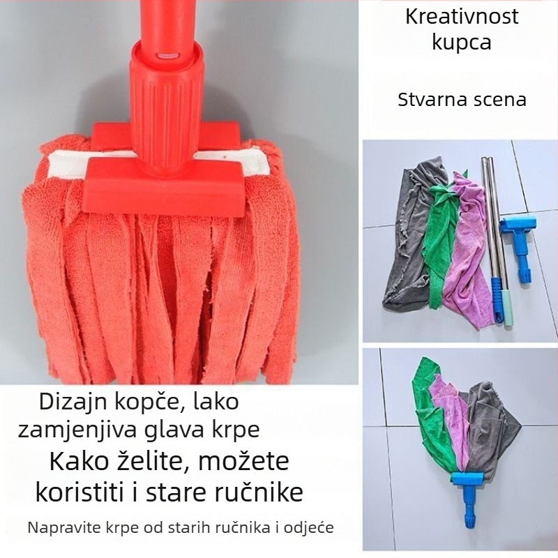 Glava mopa s tigrovim klipom – zamjenjiva glava za voskani mop, boja kodirana, vlaknasta upijajuća