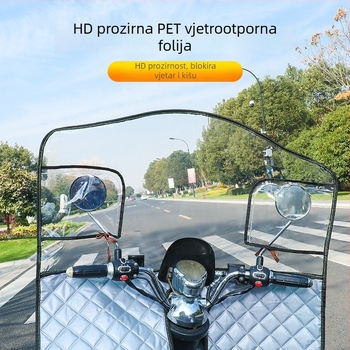 HD prozirni prednji štitnik kiše za električne skutere i bicikle, deblji i podignut, univerzalni