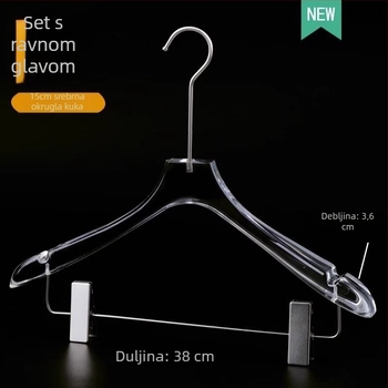Prozirni akrilni set ženskih vješalica s integriranim klipsom za hlače