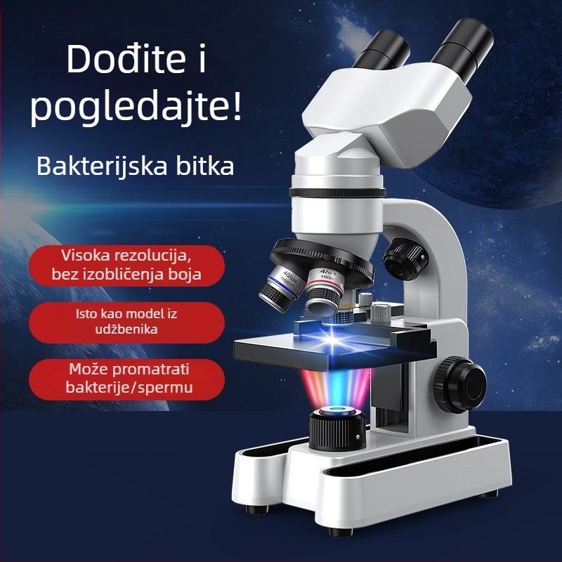 Binokularni biološki mikroskop za obrazovanje i istraživanje, uvećanje 40–1600x