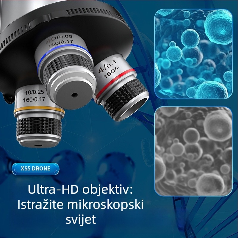 Binokularni biološki mikroskop za obrazovanje i istraživanje, uvećanje 40–1600x