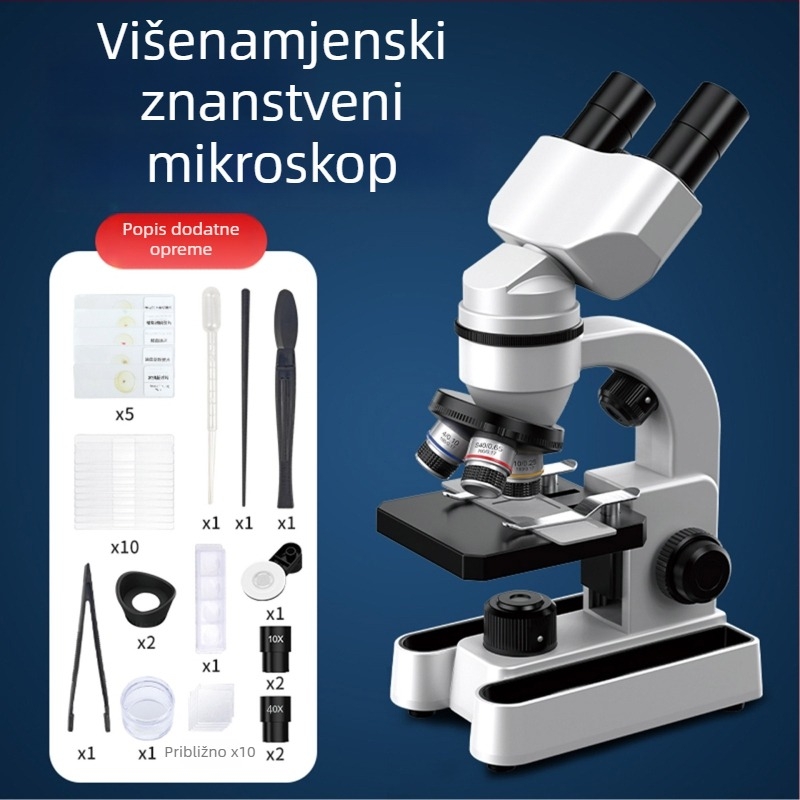 Binokularni biološki mikroskop za obrazovanje i istraživanje, uvećanje 40–1600x