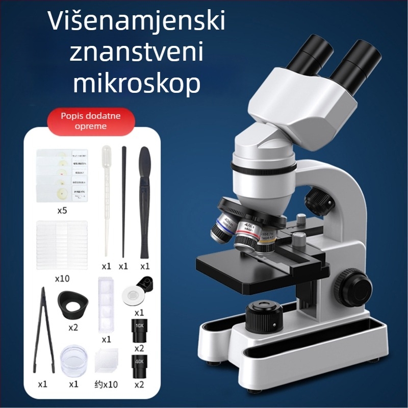 Binokularni biološki mikroskop za obrazovanje i istraživanje, uvećanje 40–1600x