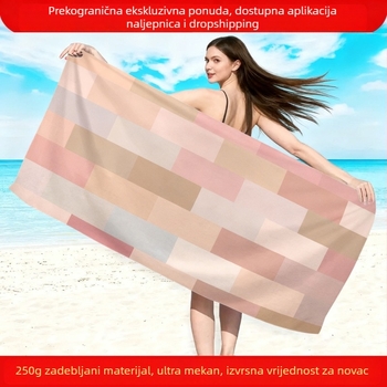 Zanimljiva mikrovlakna plažna krpa s abstraktnim kariranim uzorkom, brzo se suši, velika upijajuća krpa za kupanje i plivanje