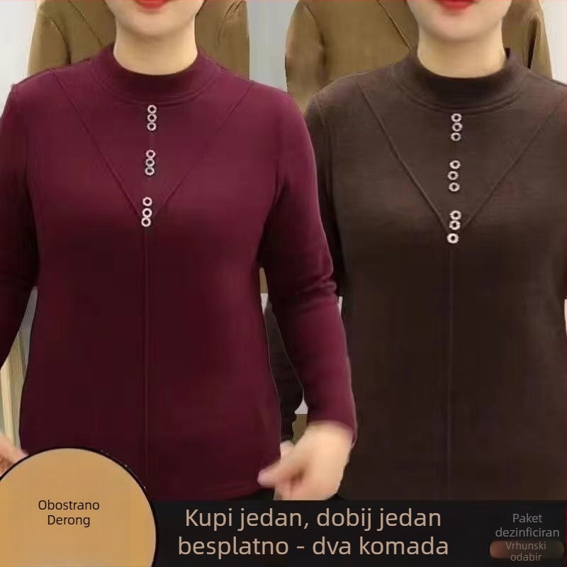 Dvostrano fleece top, debeli temeljni sloj za zimu, dugi rukavi