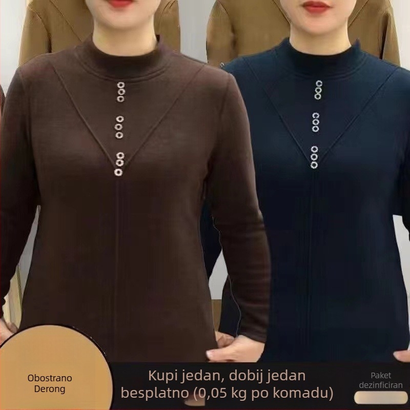 Dvostrano fleece top, debeli temeljni sloj za zimu, dugi rukavi