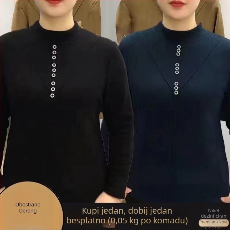 Dvostrano fleece top, debeli temeljni sloj za zimu, dugi rukavi