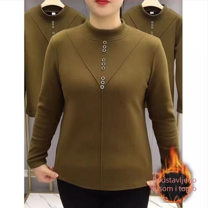 Dvostrano fleece top, debeli temeljni sloj za zimu, dugi rukavi