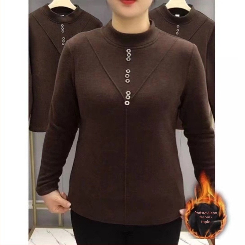 Dvostrano fleece top, debeli temeljni sloj za zimu, dugi rukavi