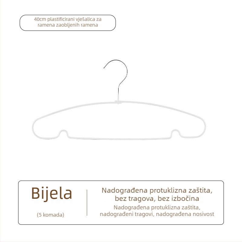 Vješalica za odjeću od nehrđajućeg čelika, bezšivna, protuklizna, za kućnu upotrebu
