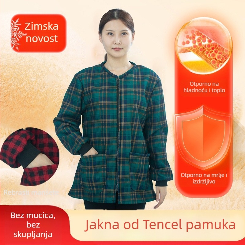 Kratka zimska pregača‑smock za žene, od tencel‑pamuk materijala, otporna na habanje i zaprljanje, kućanski poslovi, korejski stil