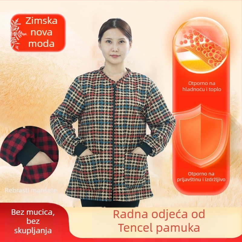 Kratka zimska pregača‑smock za žene, od tencel‑pamuk materijala, otporna na habanje i zaprljanje, kućanski poslovi, korejski stil