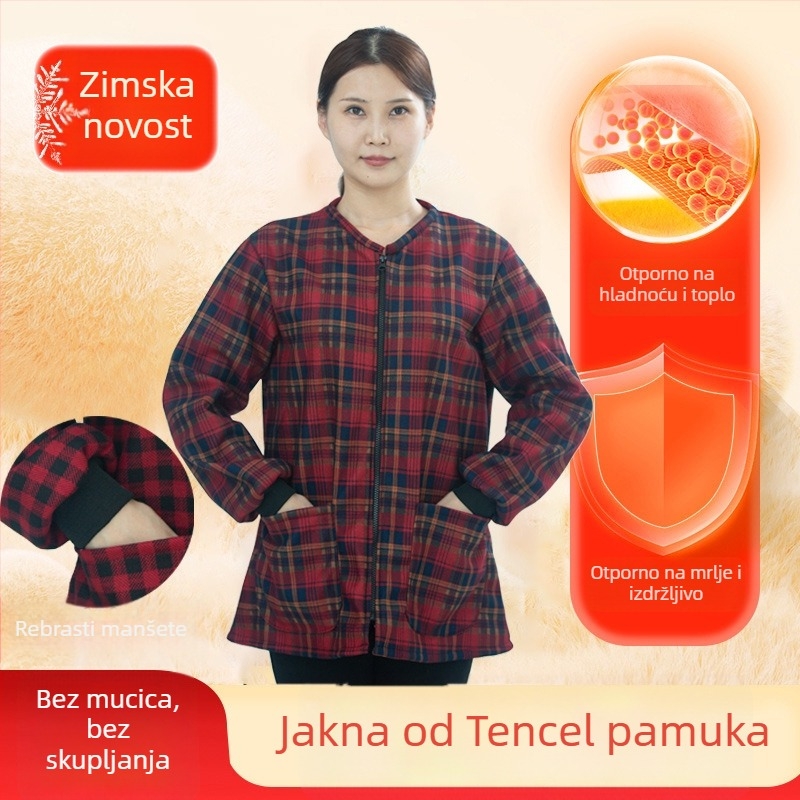 Kratka zimska pregača‑smock za žene, od tencel‑pamuk materijala, otporna na habanje i zaprljanje, kućanski poslovi, korejski stil