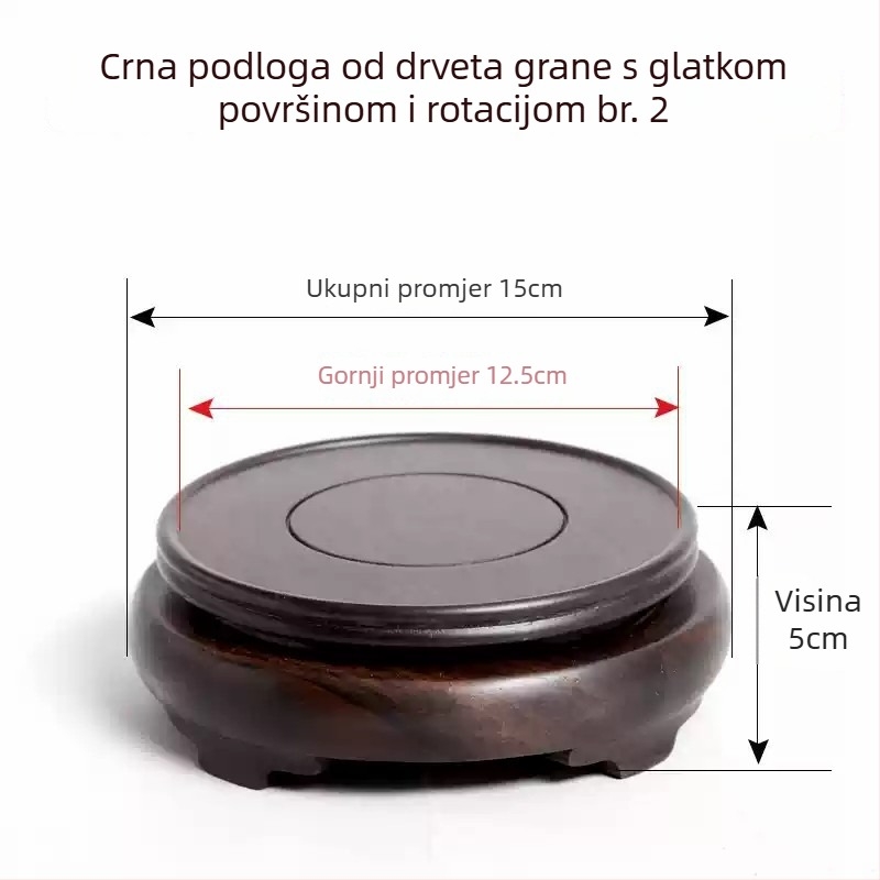 Okretna podloga od ebonskog drveta s ukrasnim rezbarijama, držač za kameni lonac i vazu