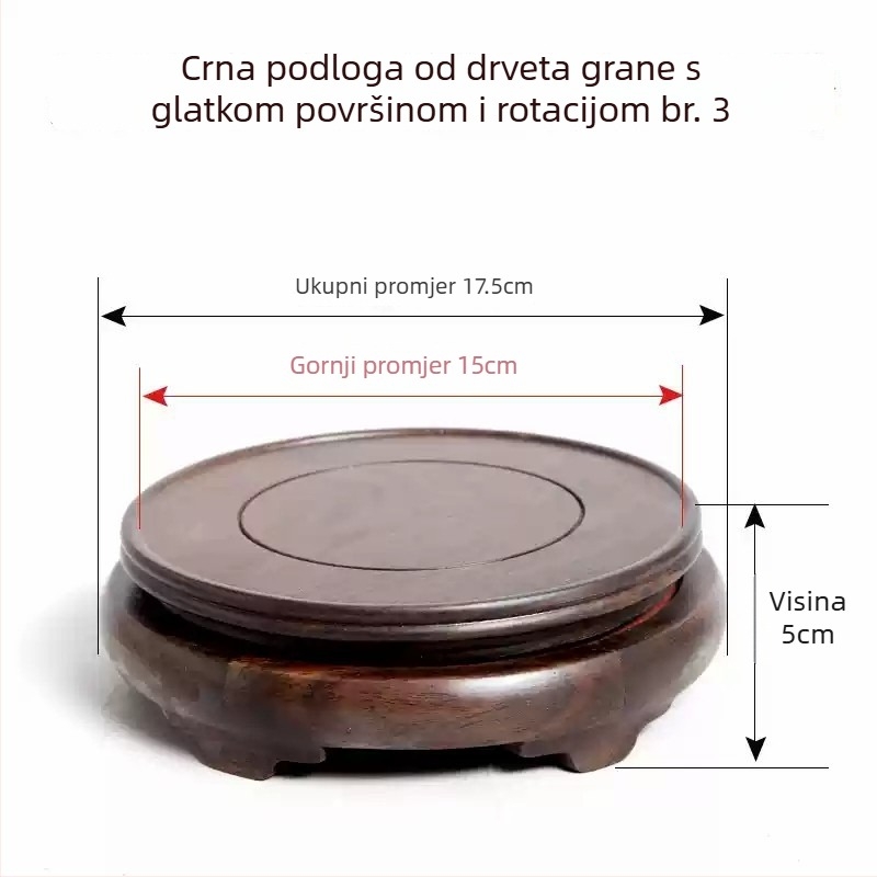 Okretna podloga od ebonskog drveta s ukrasnim rezbarijama, držač za kameni lonac i vazu