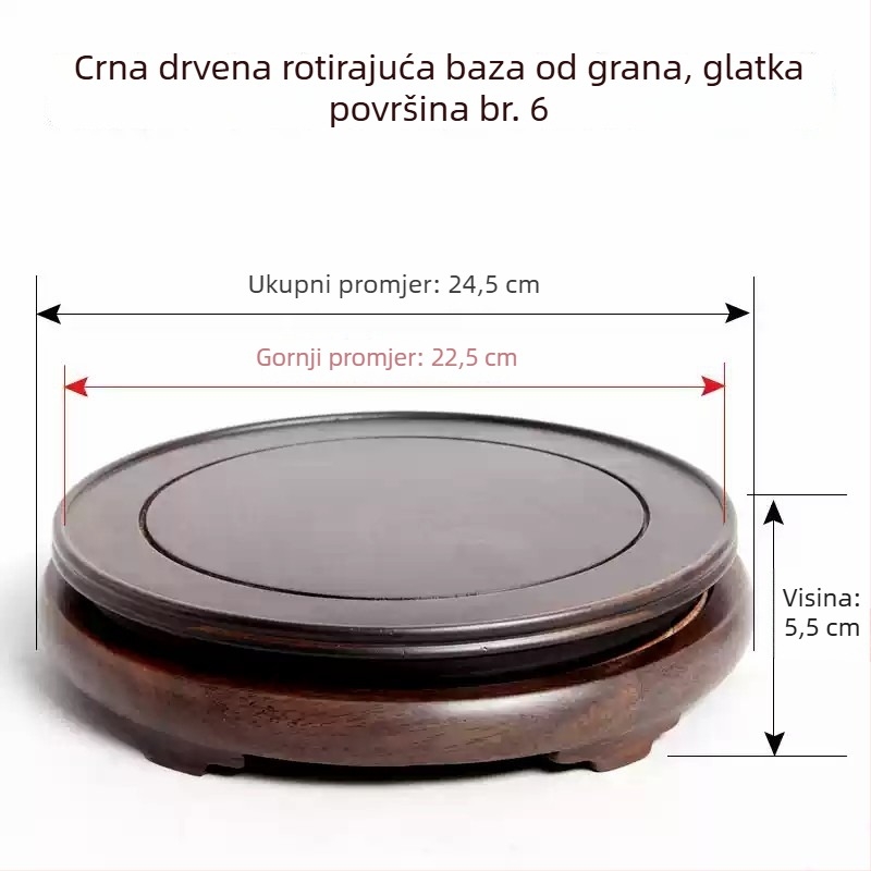 Okretna podloga od ebonskog drveta s ukrasnim rezbarijama, držač za kameni lonac i vazu