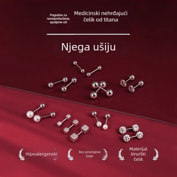 Ženske medicinske naušnice od titanske čelične, dizajn protiv ispadanja, titanijski ušni postovi, udobne za spavanje
