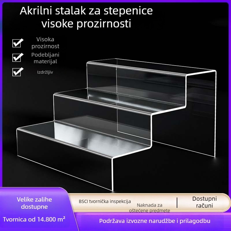 Akrilni ljestvičasti stalak za kozmetiku i kolekcionarske figure
