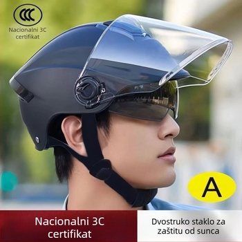 Polu-lice kaciga s dvostrukim vizirima, GB811-2022B certificirana za električna bicikla