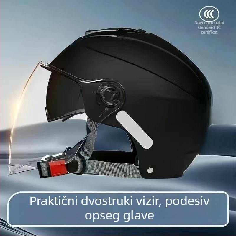Polu-lice kaciga s dvostrukim vizirima, GB811-2022B certificirana za električna bicikla