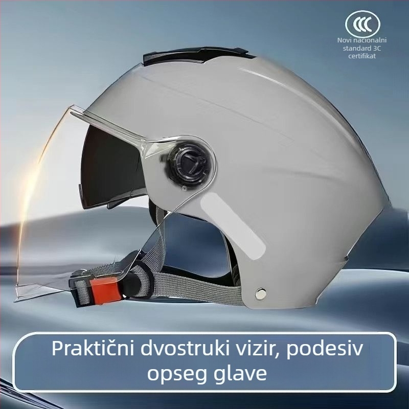 Polu-lice kaciga s dvostrukim vizirima, GB811-2022B certificirana za električna bicikla
