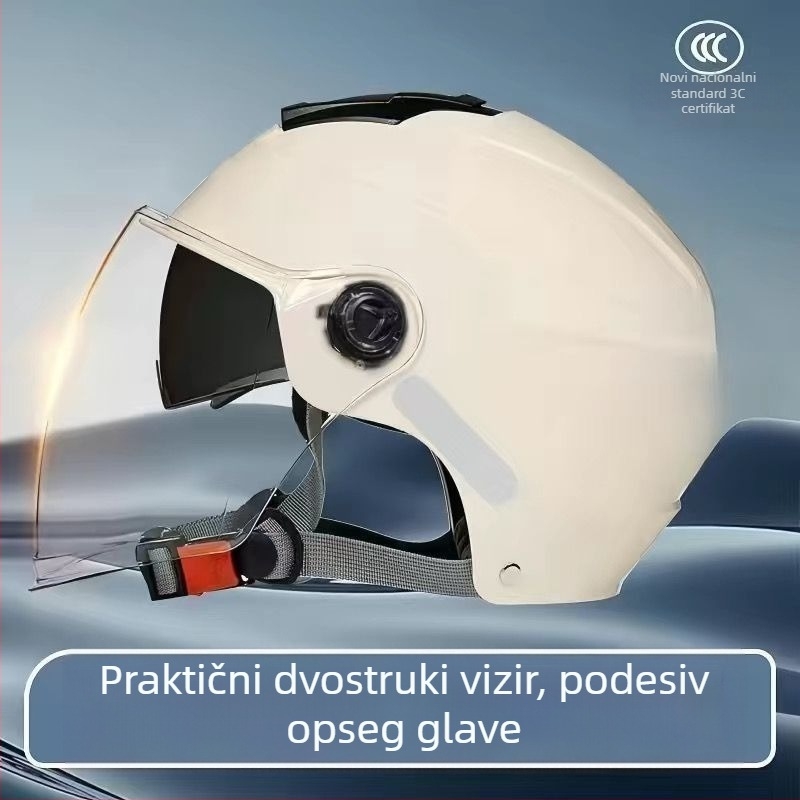 Polu-lice kaciga s dvostrukim vizirima, GB811-2022B certificirana za električna bicikla
