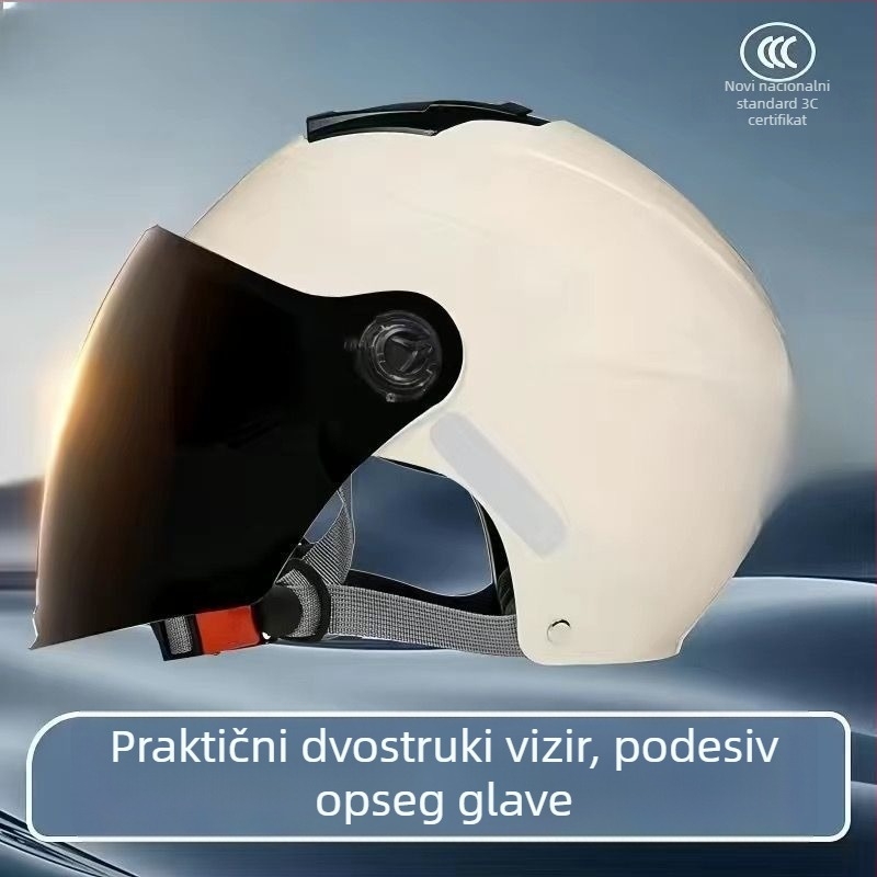 Polu-lice kaciga s dvostrukim vizirima, GB811-2022B certificirana za električna bicikla