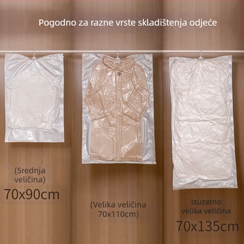 Vreća za skladištenje kaputa i jakni s visećim dizajnom, vakuumska kompresijska vreća za jednobojnu odjeću