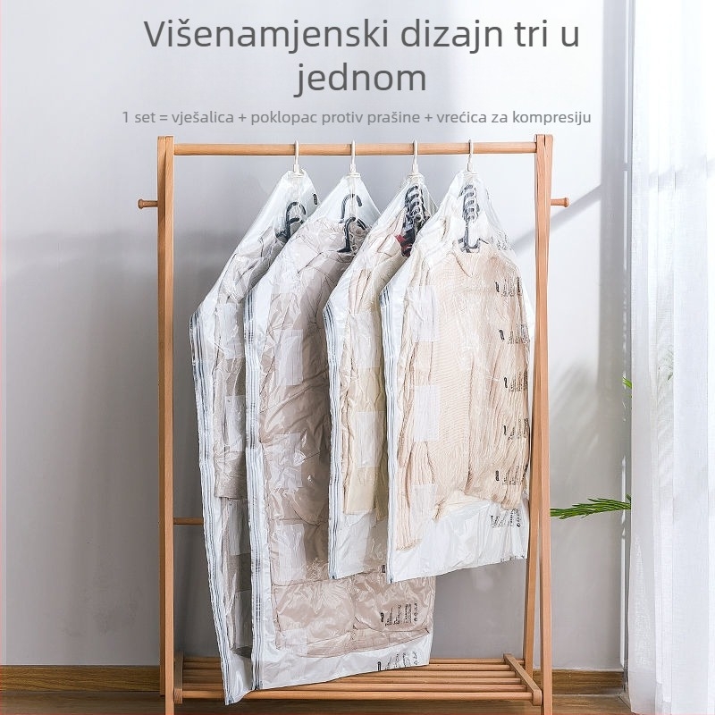 Vreća za skladištenje kaputa i jakni s visećim dizajnom, vakuumska kompresijska vreća za jednobojnu odjeću