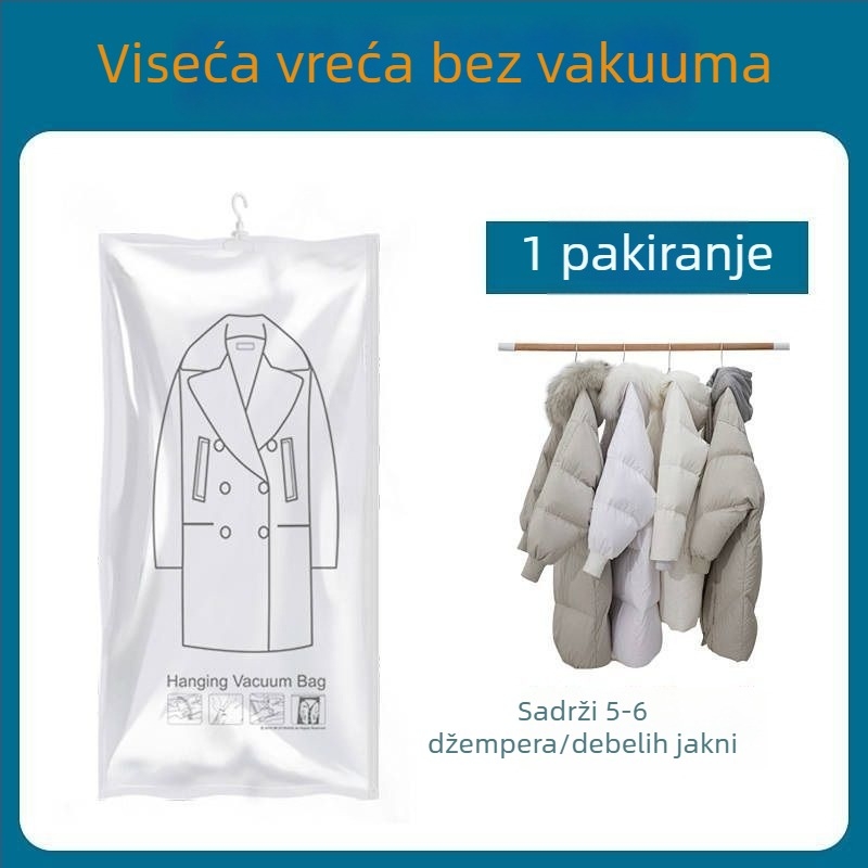 Vreća za skladištenje kaputa i jakni s visećim dizajnom, vakuumska kompresijska vreća za jednobojnu odjeću