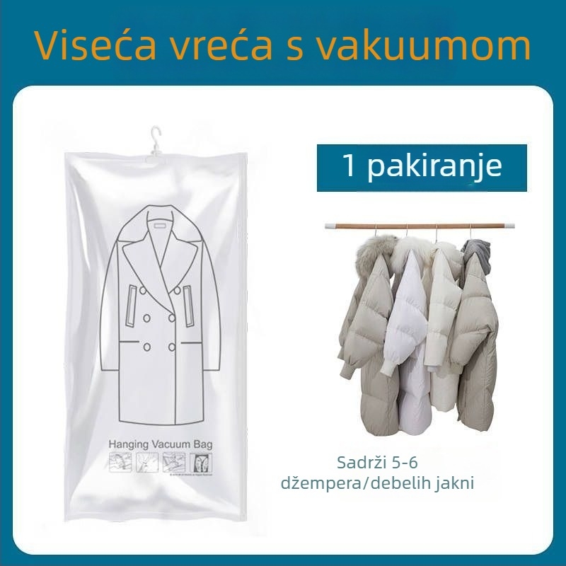 Vreća za skladištenje kaputa i jakni s visećim dizajnom, vakuumska kompresijska vreća za jednobojnu odjeću
