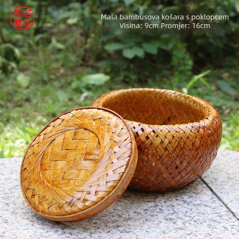 Ručna bambus zdjela za ugljen sa poklopcem, koš za ugljen i posuda, maslinovo ugljen za čaj, dodaci za retro set čaja