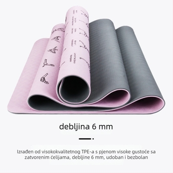 TPE prostirka za jogu za muškarce, protuklizna tiha prostirka za vježbanje s otiskom, dimenzije 173×61×0.6 cm