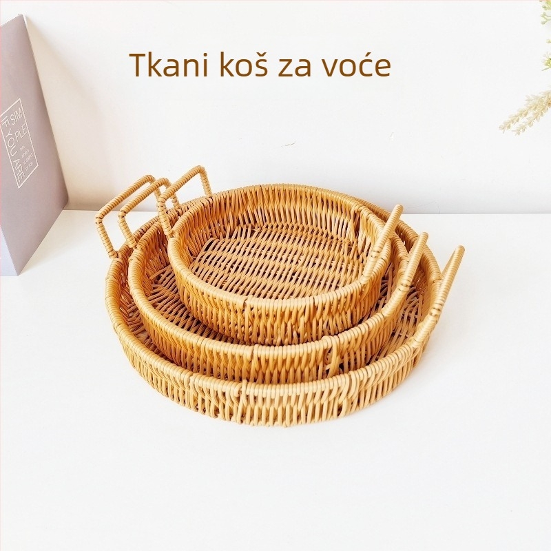 Japanski stil pletene košare s imitacijom ratana za pohranu užine, voća i kruha