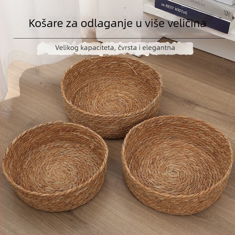 Pleteni košar za pohranu za stol, dekorativna košara od trave za voće i grickalice
