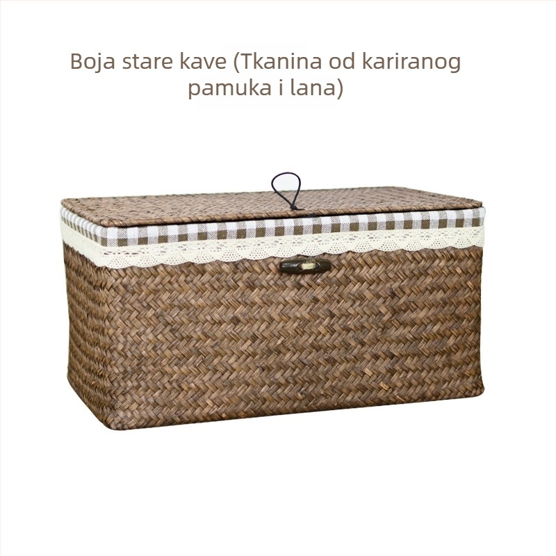 Tkana okvirna kutija za pohranu s podstavom od pamuka i lana, kutija za odjeću s poklopcem, svadbeni suvenir