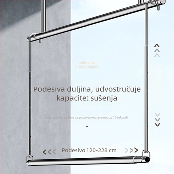 Sklopivi stalak za sušenje odjeće s jednom kolonom, teleskop, nehrđajući čelik