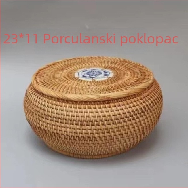 Ručni pleteni koš od ratana za čaj i grickalice, stolni organizator
