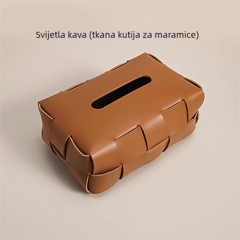Kožna kutija za maramice s dvostrukim tkanim dizajnom, stolna kutija za dnevni boravak i hodnik