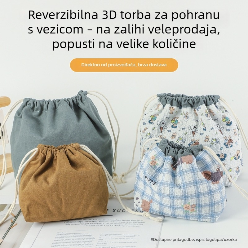 Torba velikog kapaciteta, dvostruka 3D torba sa vezicama — putni organizator za nakit i kozmetiku u obliku školjke
