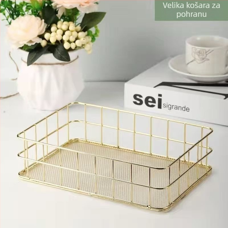 Stolni organizator od kovanog željeza – košara za skladištenje grickalica i kozmetike, hamsterovo gnijezdo, kuhinjska i kućna organizacija, za djevojke
