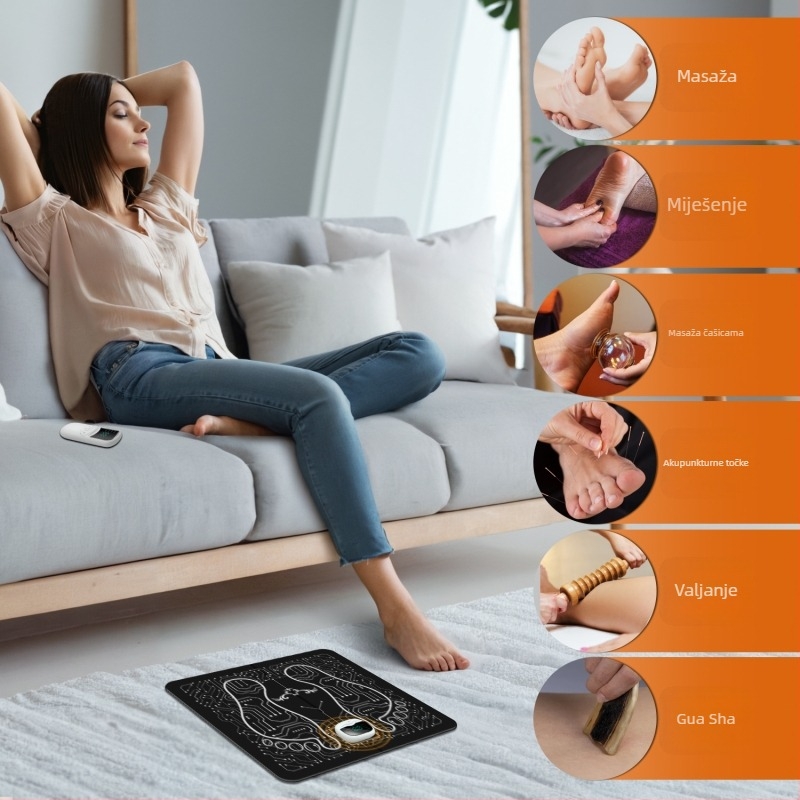 EMS pulsni masažer za stopala, USB punjenje, masažni jastučić za tabane i daljinski upravljač