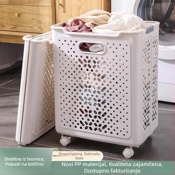 Sklopivi koš za prljavo rublje za kućnu kupaonicu, stilizirani koš s kotačićima, spremnik za pohranu