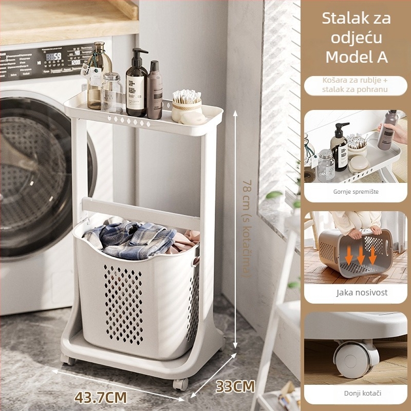 Velika višeslojna košara za prljavo rublje za kupaonicu, plastični organizator za skladištenje prljavog rublja