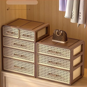 Kutija za pohranu čarapa i donjeg rublja, retro stil, 3-u-1 košara s pretincima i ladicom, štedi prostor