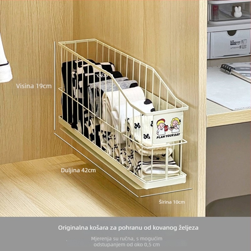 Zidni sustav za pohranu garderobe s izvlačnim košem za donje rublje i čarape