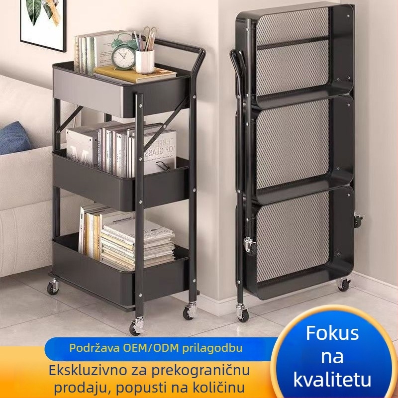 3-etažni podni stalak za pohranu grickalica, sklopiv i pomični – pogodan za kuhinju, dnevni boravak i kupaonicu