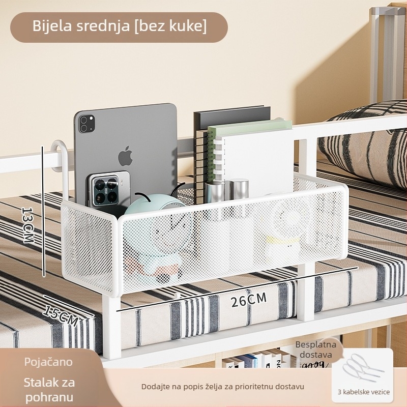 Vješeni koš za pohranu pored kreveta u studentskom domu, bez bušenja, minimalistički dizajn